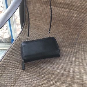 Black leather cross body bag